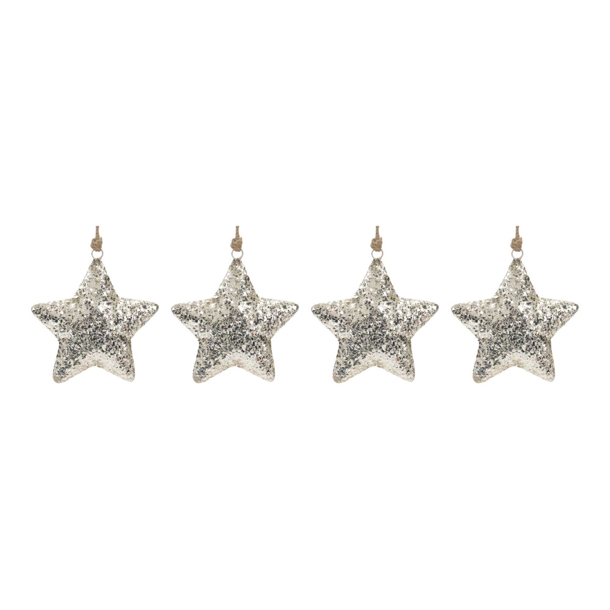 6.5" Mosaic Metal Star Ornament Set